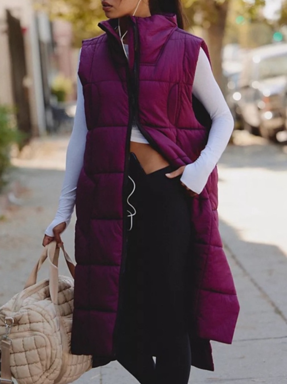 Free People Long Puffer Vest - Black Cherry - Medium - NWOT